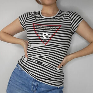 Guess Stripe Black and White Tshirt  Size Medium